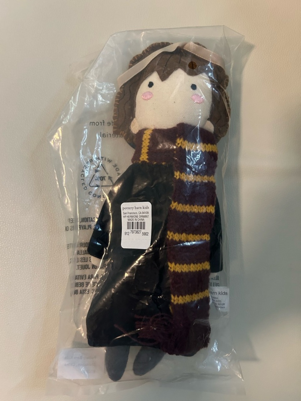 Pottery Barn Kids Hermione Granger plush ornament from Harry Potter series. NEW